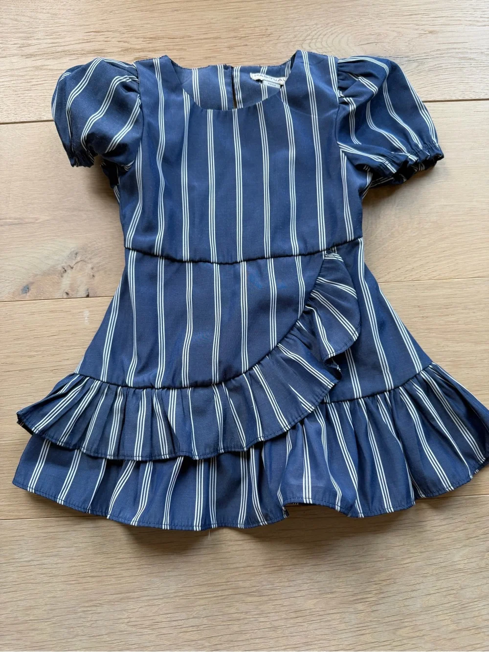 Habitual Baby Girl Blue Striped Ruffle Dress + Bloomers Set 12M